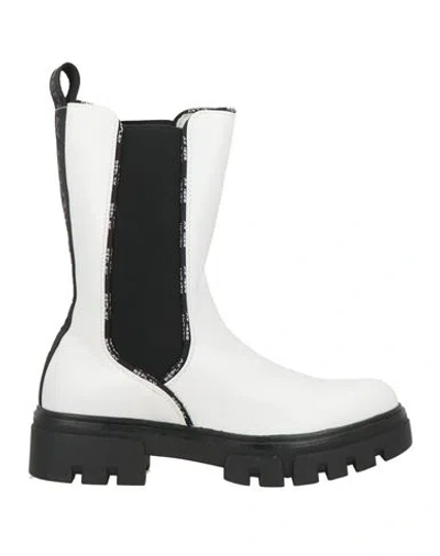 Replay Woman Ankle Boots White Size 8 Textile Fibers