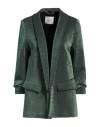 Replay Woman Blazer Green Size M Cotton, Metallic Polyester