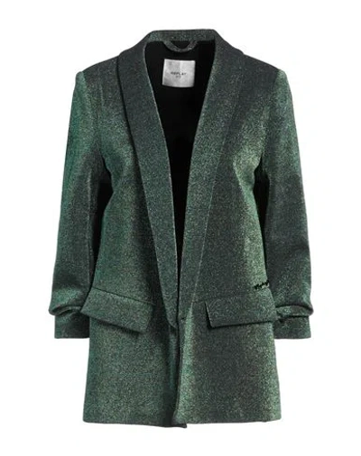 Replay Woman Blazer Green Size M Cotton, Metallic Polyester