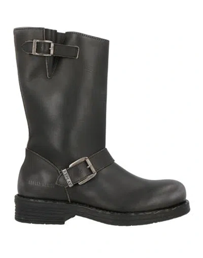 Replay Woman Boot Charcoal Size 7 Leather In Gray