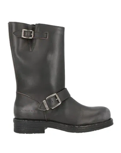 Replay Woman Boot Charcoal Size 8 Leather In Black