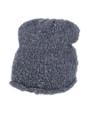 Replay Woman Hat Slate Blue Size M Mohair Wool, Wool, Viscose, Polyamide In Blue