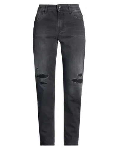 Replay Woman Jeans Black Size 28w-28l Cotton, Polyester, Elastane In Gray