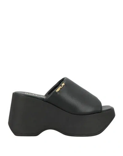 Replay Woman Sandals Black Size 6 Synthetisches Material