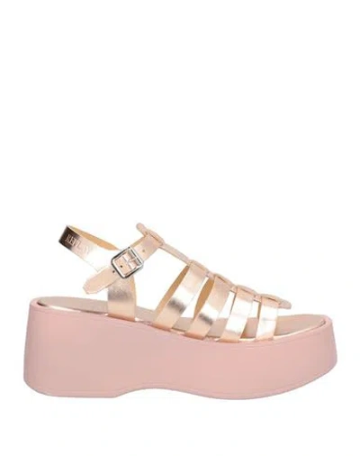 Replay Woman Sandals Rose Gold Size 7 Synthetisches Material In Metallic