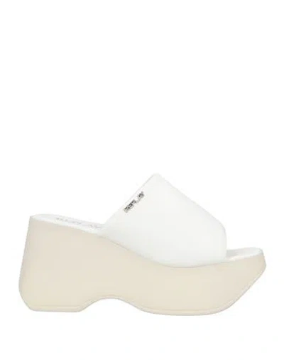 Replay Woman Sandals White Size 8 Textile Fibers In Multi
