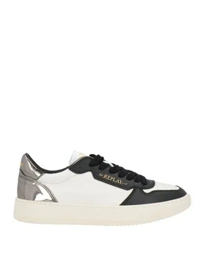 Replay Woman Sneakers White Size 8 Leather, Synthetic Material In Multi