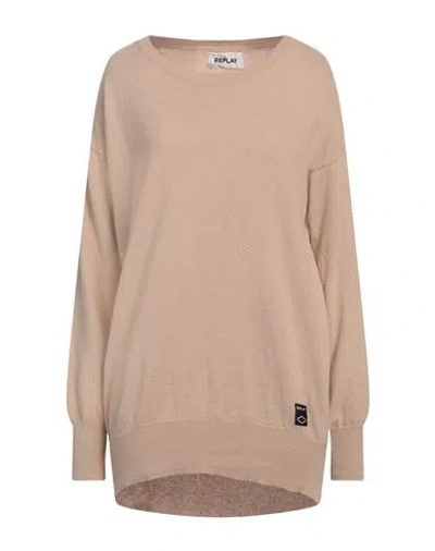 Replay Woman Sweater Beige Size Xl Recycled Polyamide, Recycled Wool, Lyocell, Recycled Cashmere In Beige