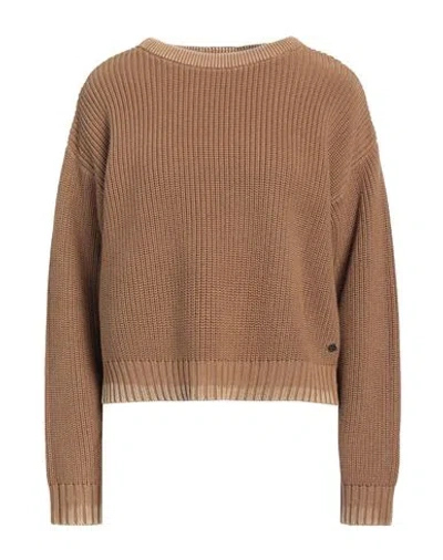 Replay Woman Sweater Camel Size M Cotton In Beige