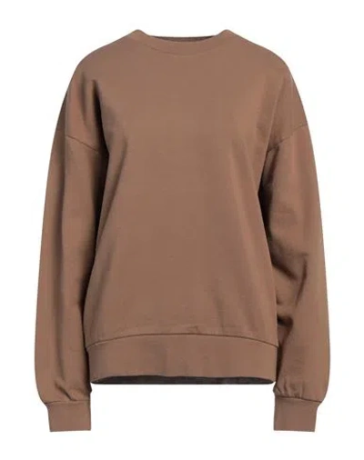Replay Woman Sweatshirt Camel Size S Organic Cotton In Brown