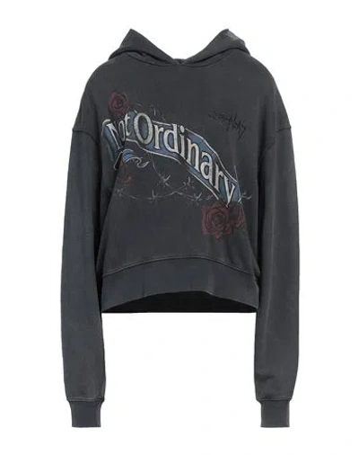 Replay Woman Sweatshirt Charcoal Size S Cotton In Black