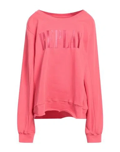 Replay Woman Sweatshirt Coral Size S Cotton In Red