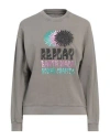 Replay Woman Sweatshirt Grey Size S Cotton