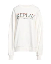 Replay Woman Sweatshirt Ivory Size S Cotton In White