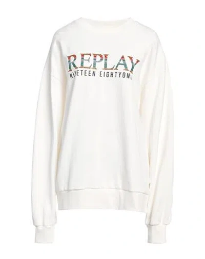 Replay Woman Sweatshirt Ivory Size S Cotton In White