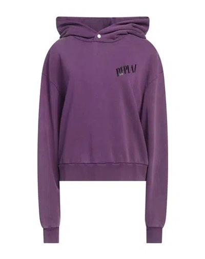 Replay Woman Sweatshirt Purple Size M Cotton