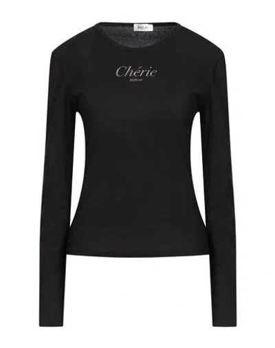 Replay Woman T-shirt Black Size M Cotton
