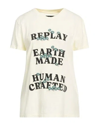 Replay Woman T-shirt Pastel Yellow Size Xl Cotton