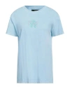 Replay Woman T-shirt Sky Blue Size L Cotton