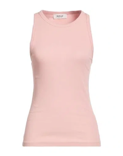 Replay Woman Tank Top Antique Rose Size M Cotton, Elastane In Pink