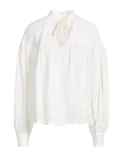 Replay Woman Top White Size M Cotton, Metallic Polyester