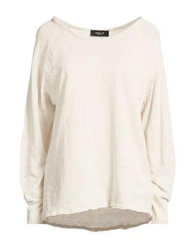 Replay Woman T-shirt Cream Size L Cotton In White