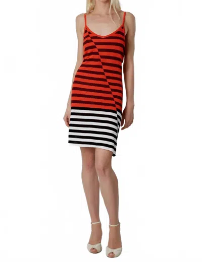 Replica Los Angeles Broken Stripe Cami Dress In Crimson/claret In Multi