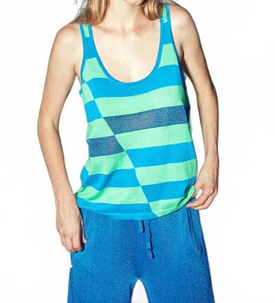 Replica Los Angeles Flash Stripe Tank Top In Blue/green In Multi