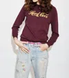 Replica Los Angeles Hard Core Long Sleeve Sweater In Maroon In Burgundy
