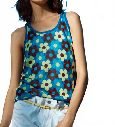 Replica Los Angeles Pop Flower Tank Top In Multicolor In Blue