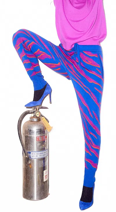 Replica Los Angeles Tiger Striped Jacquard Sweatpants In Animal In Blue