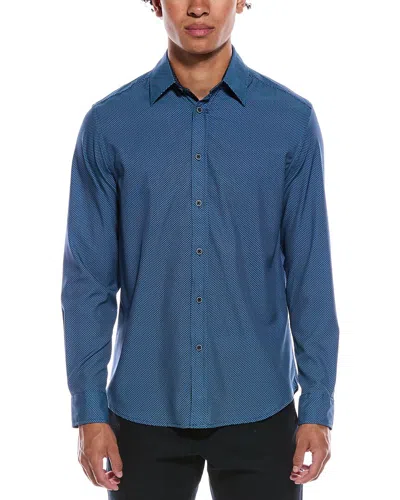 Report Collection 4-way Geo Print Woven Sport Shirt In Blue