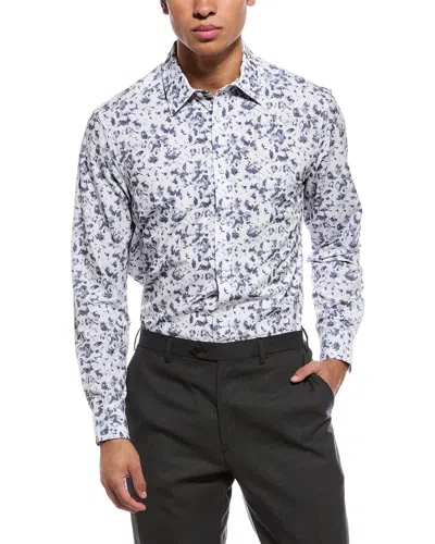 Report Collection 4-way Printed Woven Sport Shirt In Gray