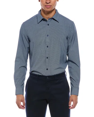 Report Collection 4-way Printed Woven Sport Shirt In Blue