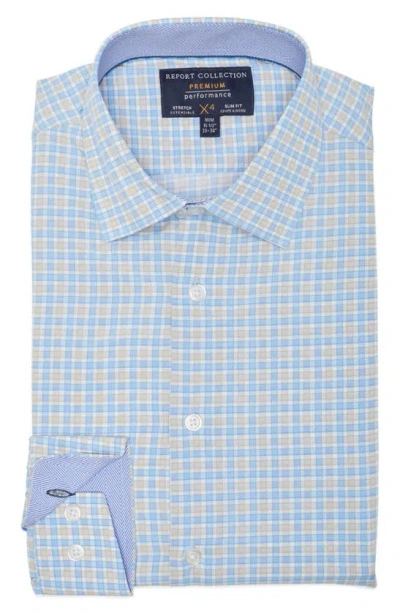 Report Collection Check Print 4-way Stretch Long Sleeve Shirt In 49 Light Blue