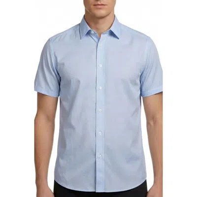Report Collection Geo Print Short Sleeve Stretch Button-up Shirt In Blue