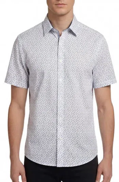 Report Collection Geo Print Short Sleeve Stretch Button-up Shirt In Neutral