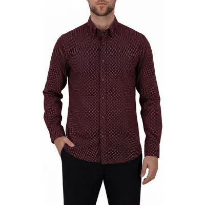 Report Collection Geometric Print 4-way Stretch Sport Shirt In Burgundy