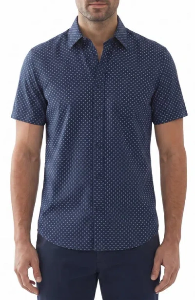 Report Collection Geometric Print Performance Short Sleeve Shirt In Blue