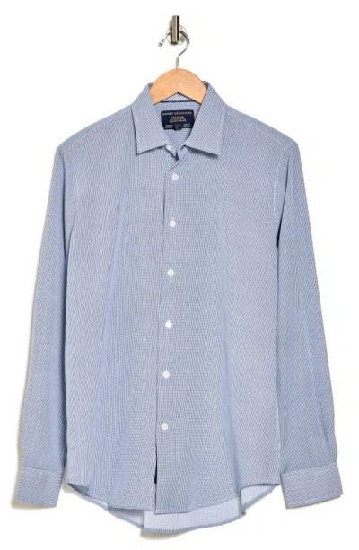 Report Collection Gingham Performance Long Sleeve Slim Fit 4-way Stretch Shirt In Blue