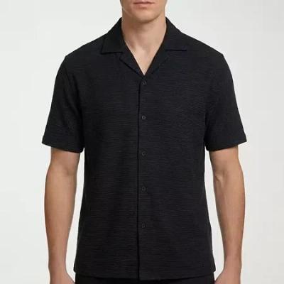 Report Collection Knit Mens Short Sleeve Camp Shirt In Blue