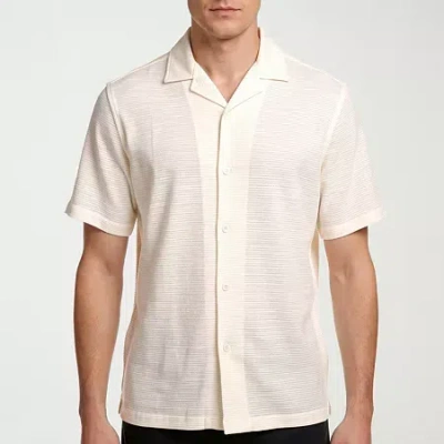 Report Collection Knit Mens Short Sleeve Camp Shirt In White
