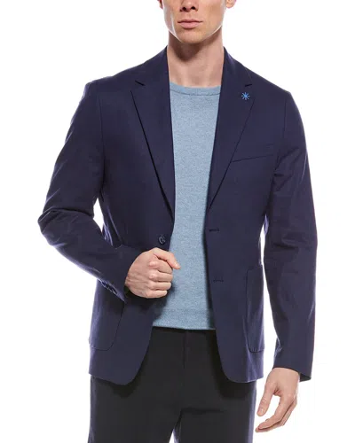 Report Collection Linen-blend Jacket In Blue
