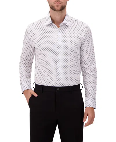 Report Collection Men's 4-way Geometric-print Button-front Woven Dress Shirt In White