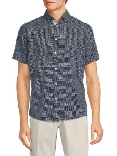 Report Collection Men's 4 Way Geometric Print Shirt In Navy