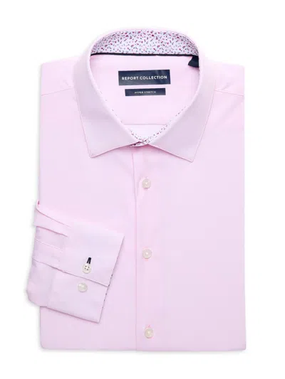 Report Collection Men's 4 Way Long Sleeve Twill Dress Shirt In Pink