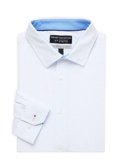 Report Collection Men's 4-way Stretch Slim Fit Sport Shirt In Blue
