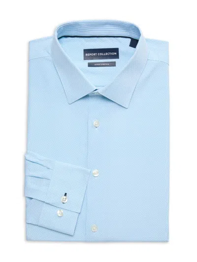 Report Collection Men's Bubble Print Dress Shirt In Light Blue