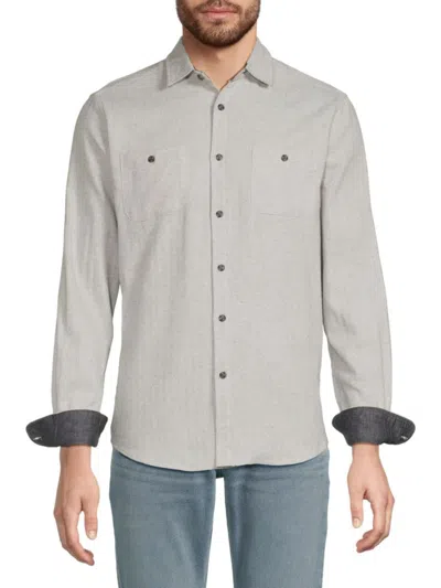 Report Collection Men's Herringbone Shirt In Light Grey