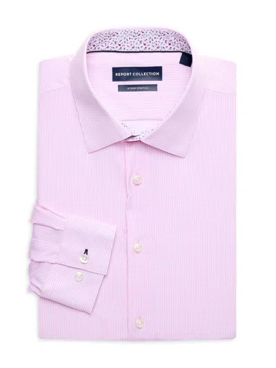Report Collection Men's Hyper Stretch Checked Dress Shirt In Pink